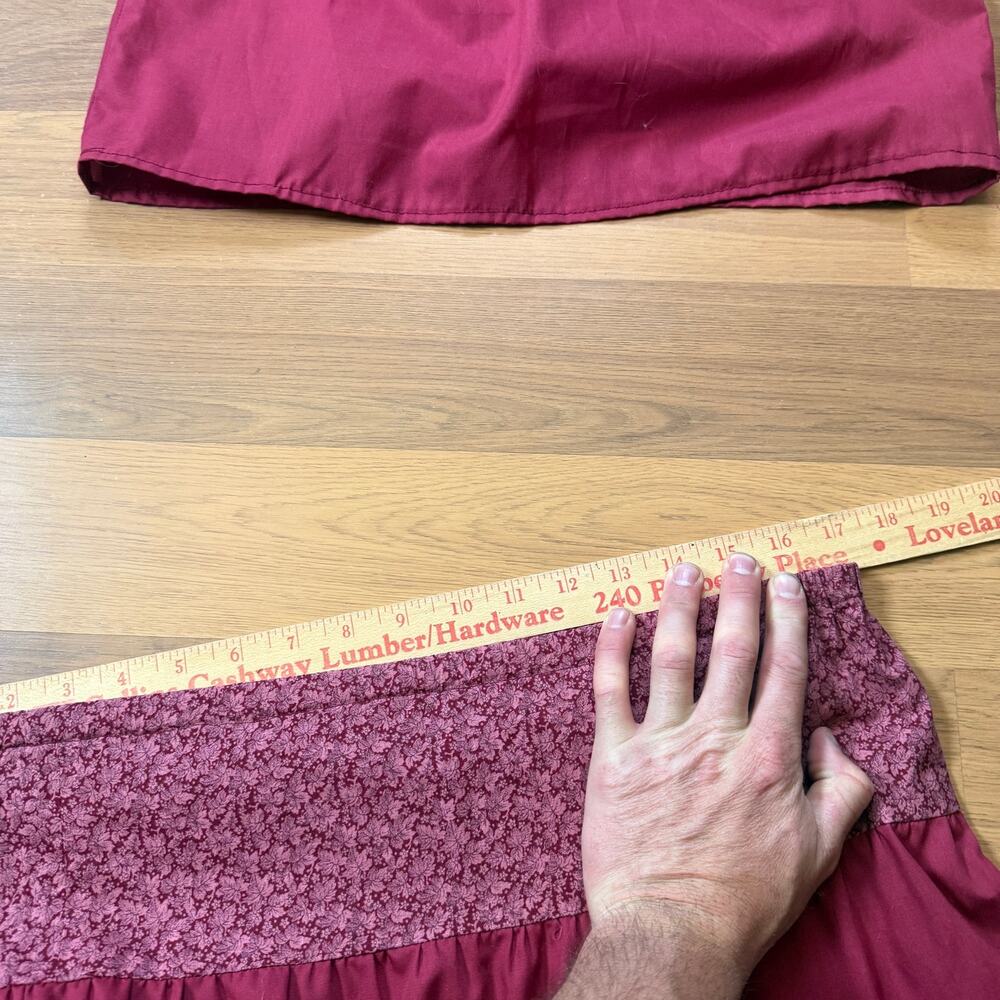 Women's Vintage 1970's Handmade Dark Wine Red 2-Piece Set Top Skirt Sz Medium - Picture 9 of 9